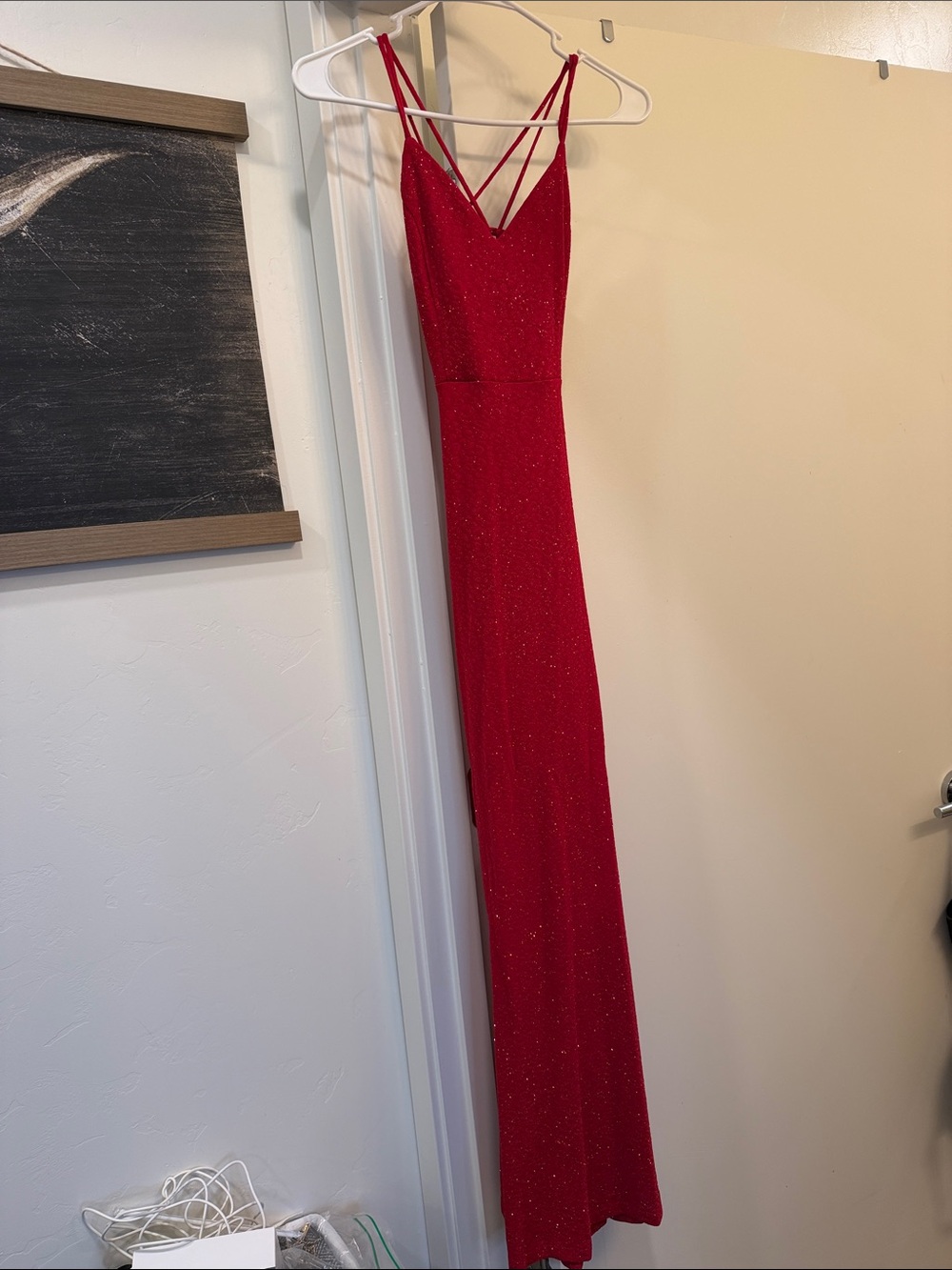 Windsor Red Glitter Strappy Maxi Dress
